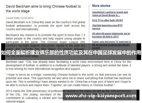 如何全面解析建业俱乐部的性质功能及其在中国足球发展中的作用