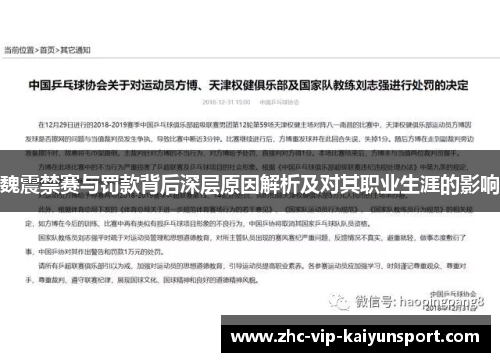 魏震禁赛与罚款背后深层原因解析及对其职业生涯的影响